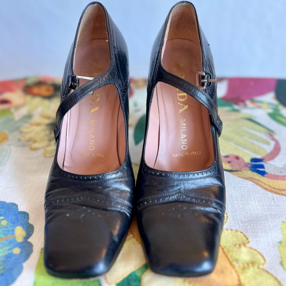 PRADA Mary Jane Pumps Women’s Size 38 (7.5) Black Vintage 90s - Picture 9 of 13
